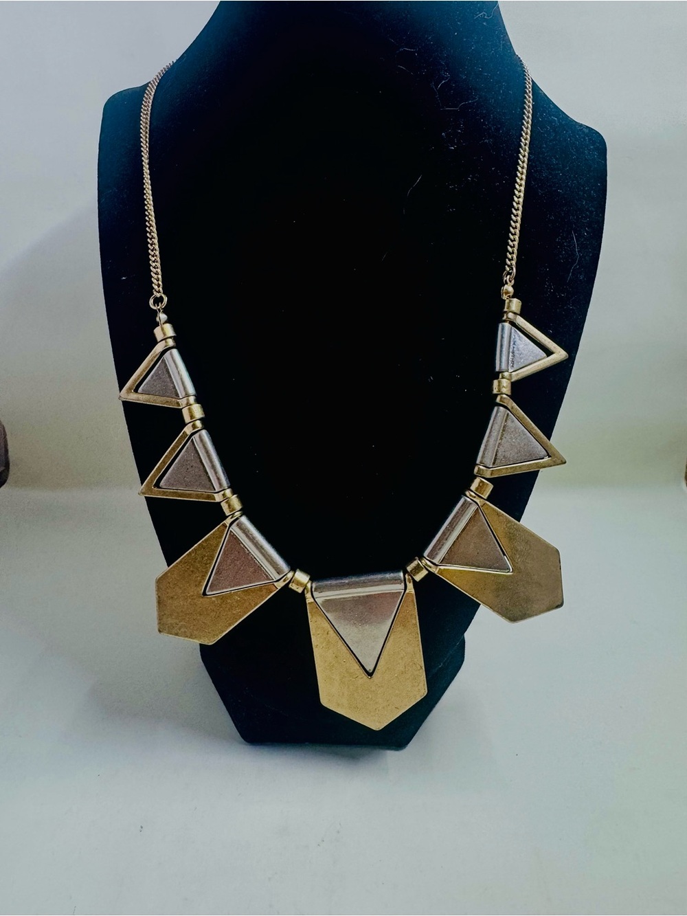 Nordstrom Matte Gold & Silver  Triangle Statement Necklace